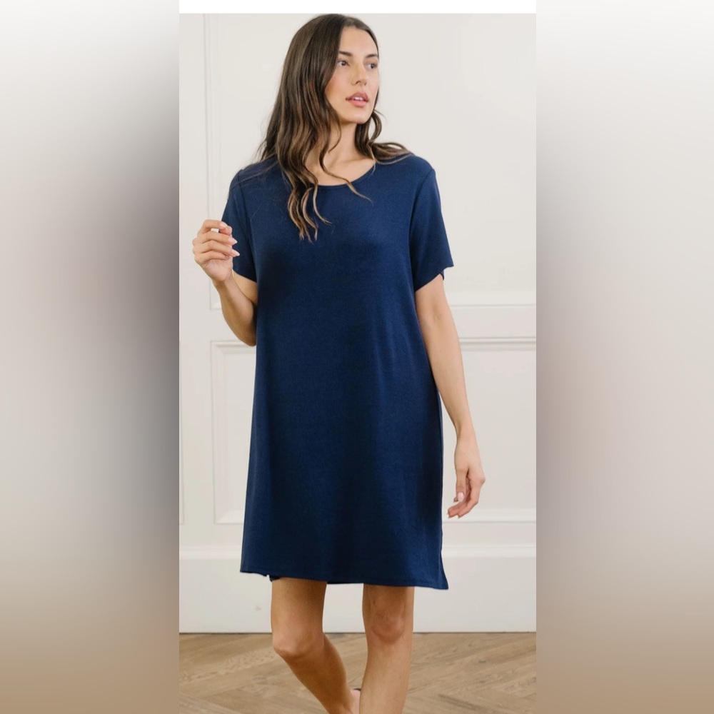 Cozy Earth Rib-Knit Boyfriend Bamboo Sleep Dress